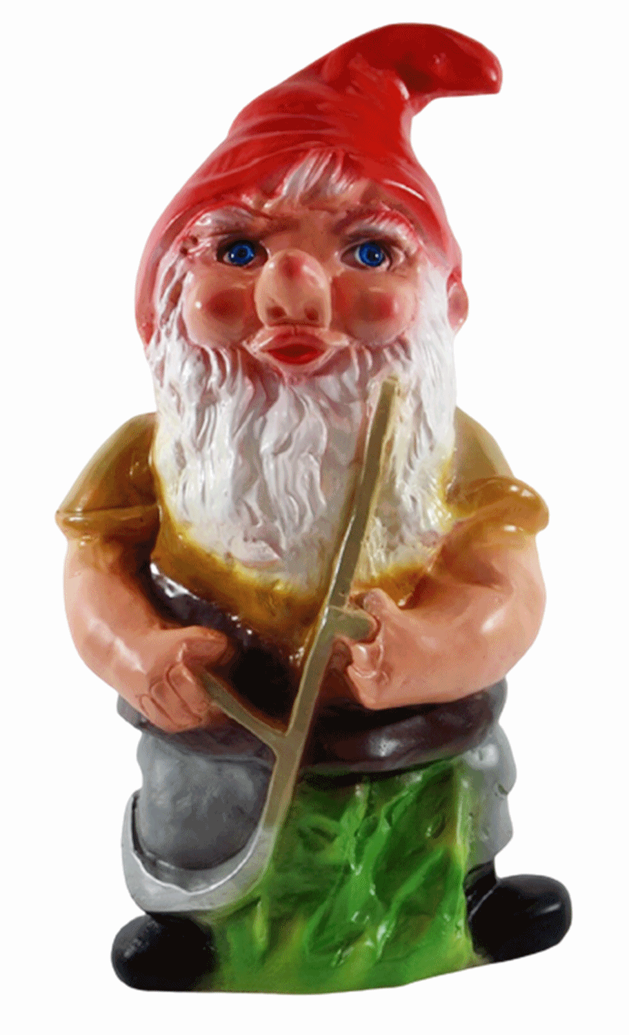 Deko Figur Zwerg H 30 cm Gartenzwerg mit Sense stehend Gartenfigur aus Kunststoff