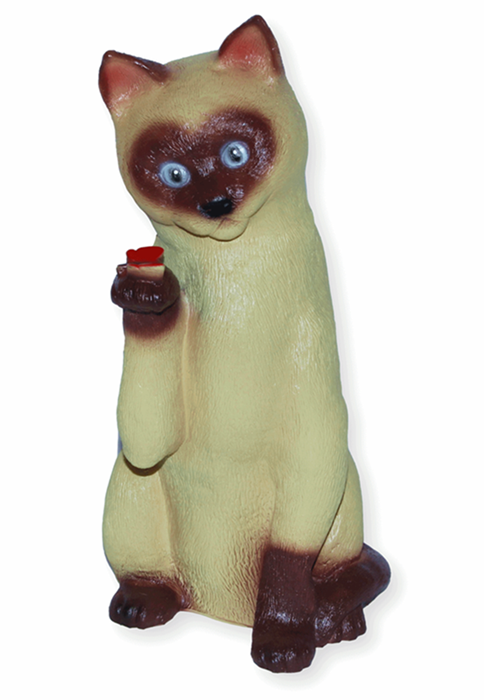 Deko Garten Figur  Katze hell Siamkatze sitzend H 34 cm Gartenfigur Tierfigur aus Kunststoff