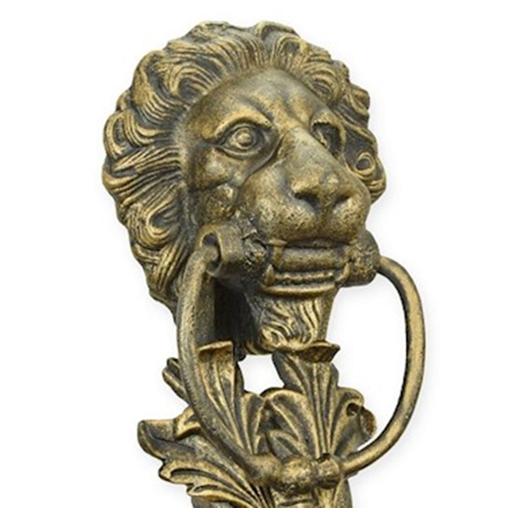 Türklopfer Barock Stil Löwe aus Gusseisen Löwenkopf H 41 cm Türdekoration Dekofigur Bronze