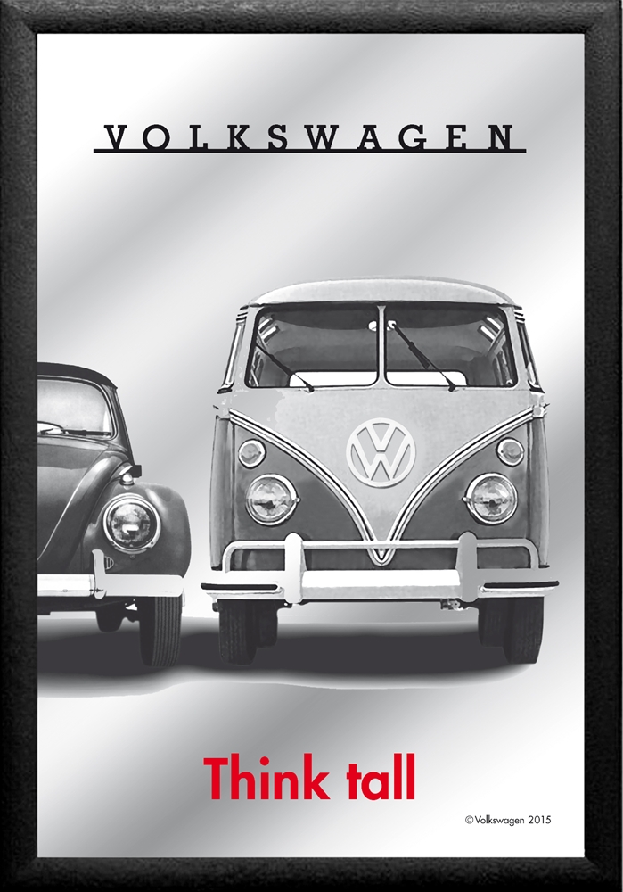 Set: 2 Spiegelbilder VW Bulli Oldtimer 30x20 cm Wandbilder Hinterglasdruck mit schwarzem Rahmen