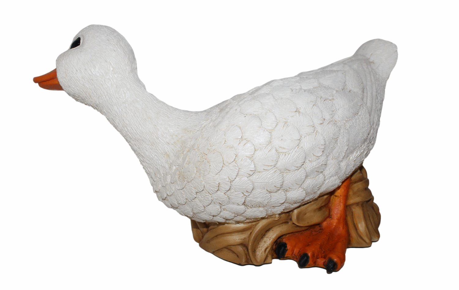 Deko Figur Gans Tierfigur weiße Gänsefigur Vogel sitzend Kollektion Castagna aus Resin B 33,5 cm