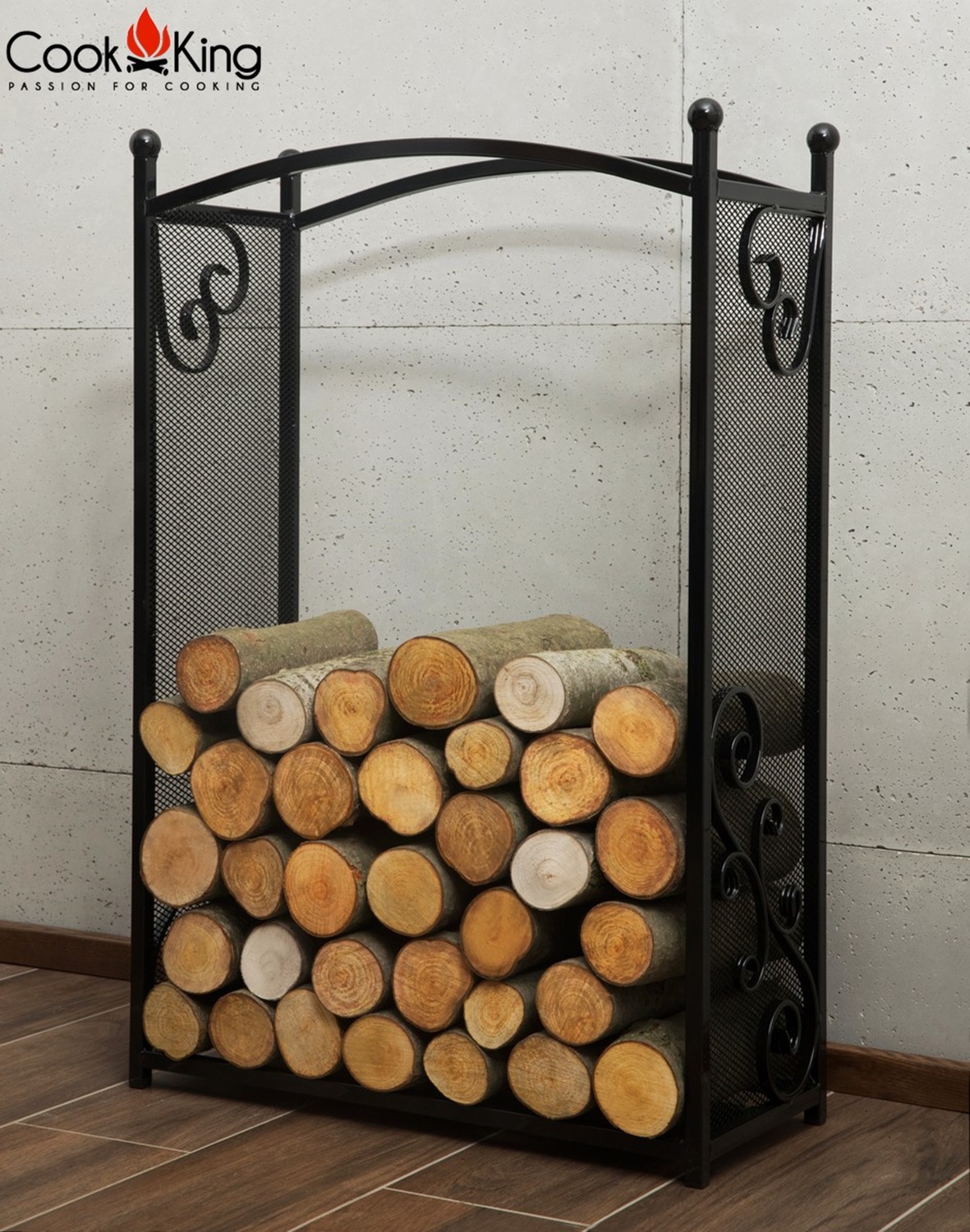 Kaminholzregal "Cherry" H 90 cm Holzregal für Kaminholz Kaminholzablage aus Stahl Kaminholzständer
