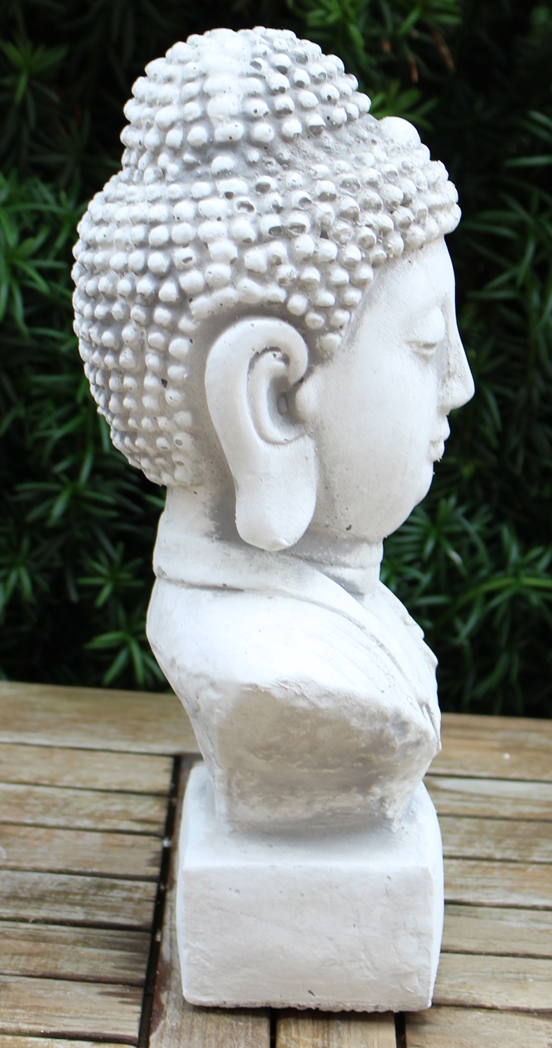 Beton Figur Staute Büste Buddha H 31 cm asiatische Dekofigur und Gartenskulptur