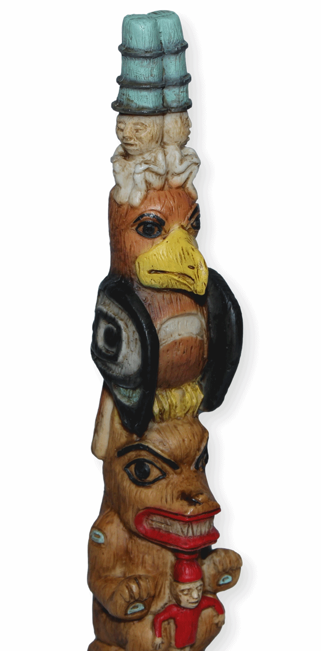 Totempfahl H 25,5 cm Wappenempfahl Indianer Indianerfigur Native American Deko Dekofigur Castagna