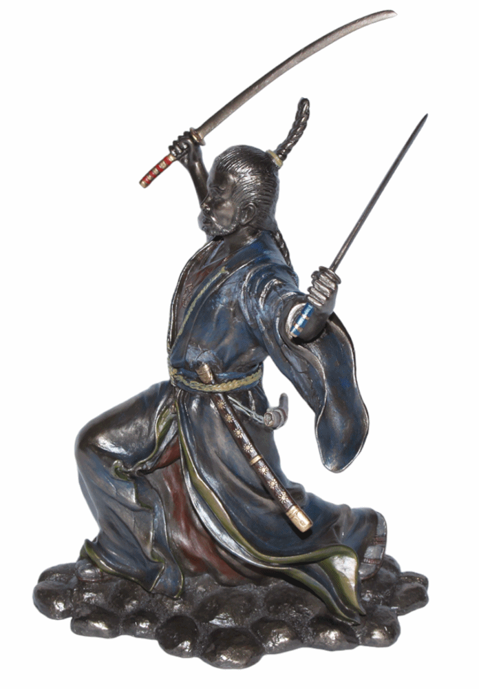 Deko Figur Samurai Art H 22 cm japanischer Krieger im Kimono mit Samurai-Schwertern Figur