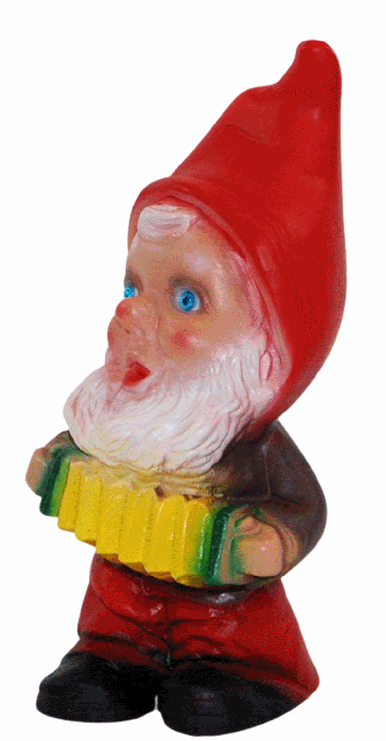 Deko Figur Zwerg H 19 cm Gartenzwerg Musiker mit Harmonika stehend Gartenfigur aus Kunststoff