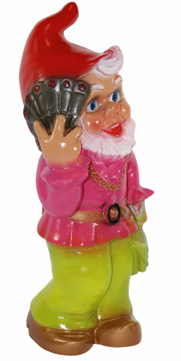 Gartenzwerg Deko Garten Figur Zwerg Cross-Dresser Mann als Frau verkleidet aus Kunststoff H 32 cm