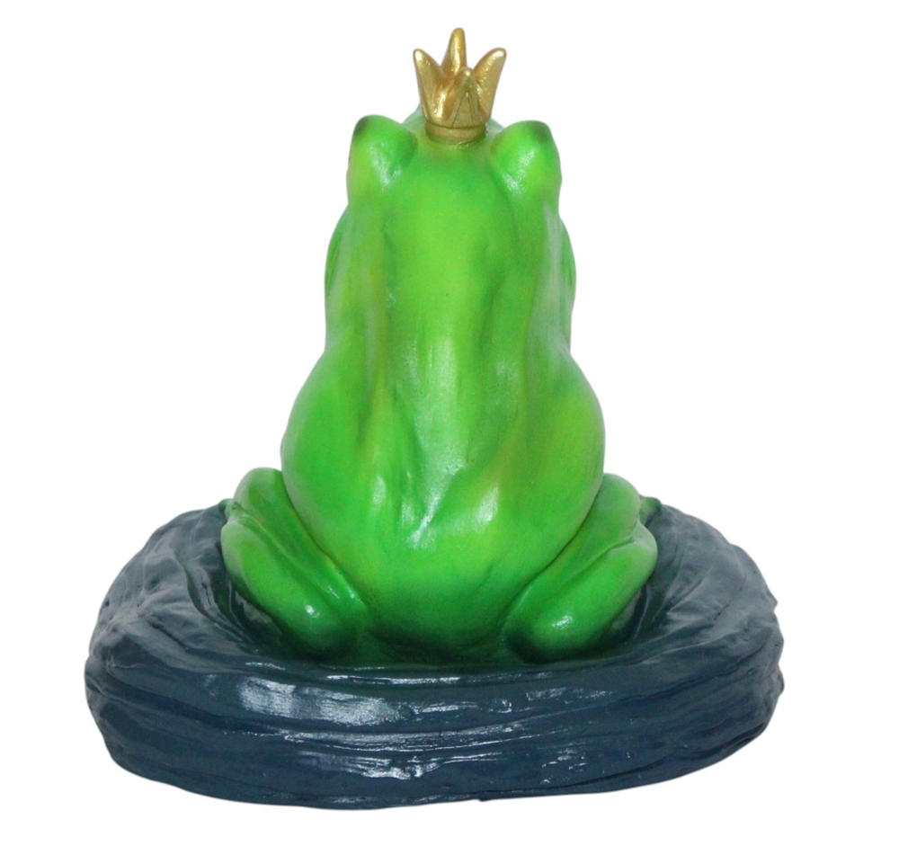 Deko Figur Froschkönig mit Kugel H 25 cm Gartenfigur Dekofigur mit Scherz Bewegungsmelder Quak
