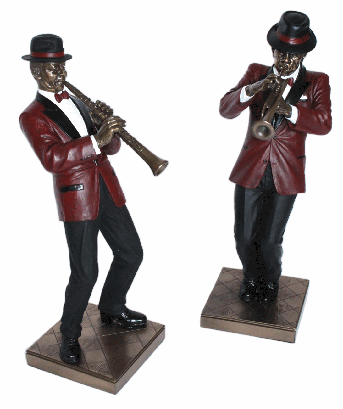 Deko Figur Jazz Musiker Figuren Trompeter und Klarinettist H 30 cm Dekofigur Jazz Band