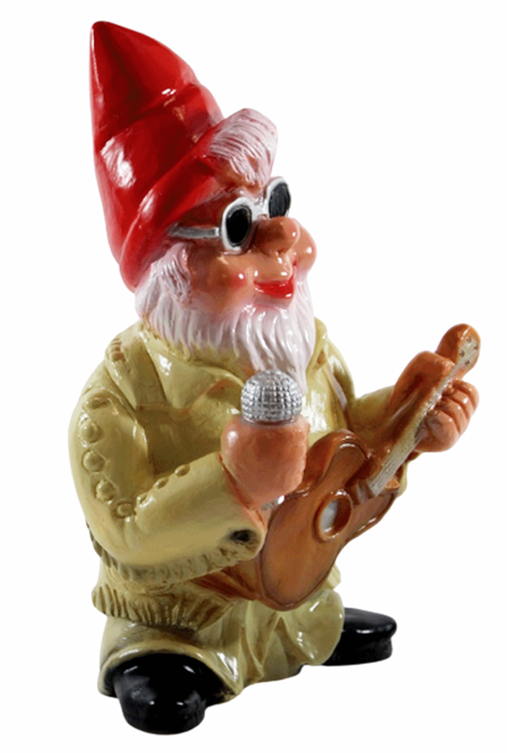 Deko Figur Zwerg H 30 cm lustiger Gartenzwerg Musiker mit Gitarre stehend Gartenfigur aus Kunststoff