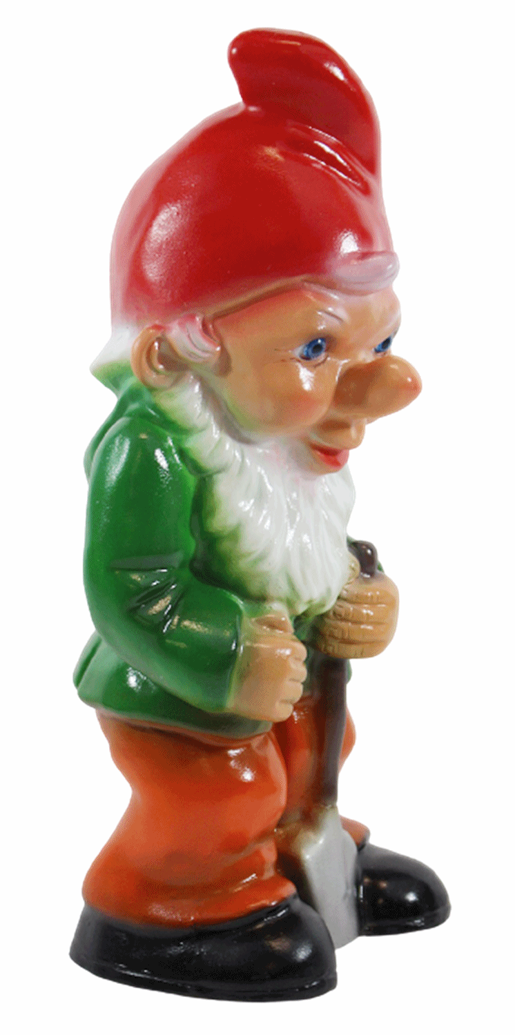 Gartenzwerg Deko Garten Figur Zwerg Gärtner stehend mit Spaten in der Hand aus Kunststoff H 30 cm