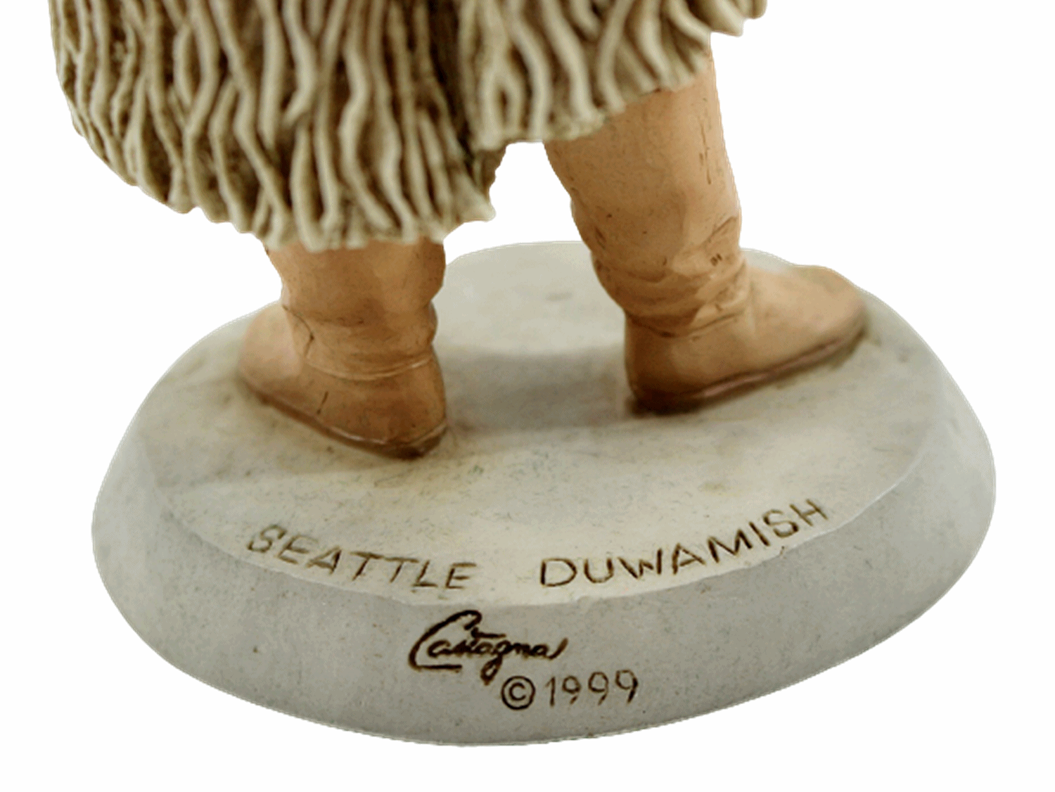 Indianerfigur Häuptling  Seattle von Duvamish Stamm H 23 cm mit Totem-Stab Castagna Limited Edition