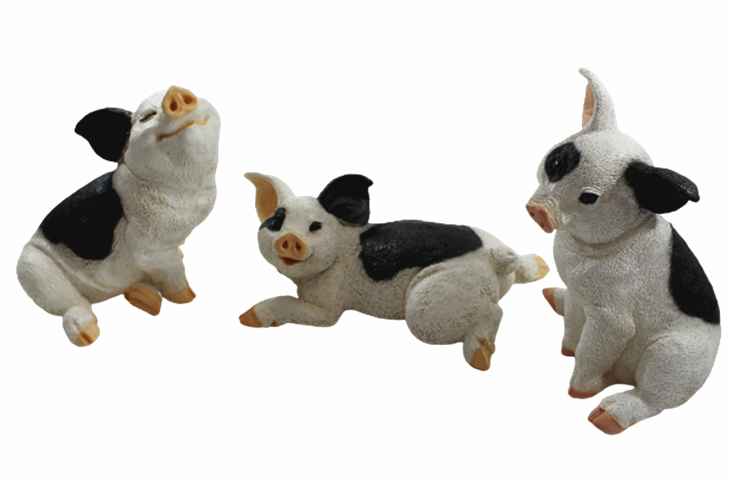 Dekofigur Tierfigur Ferkel Schweinchen 3-er Satz natur Kollektion Castagna aus Resin H 10-22 cm