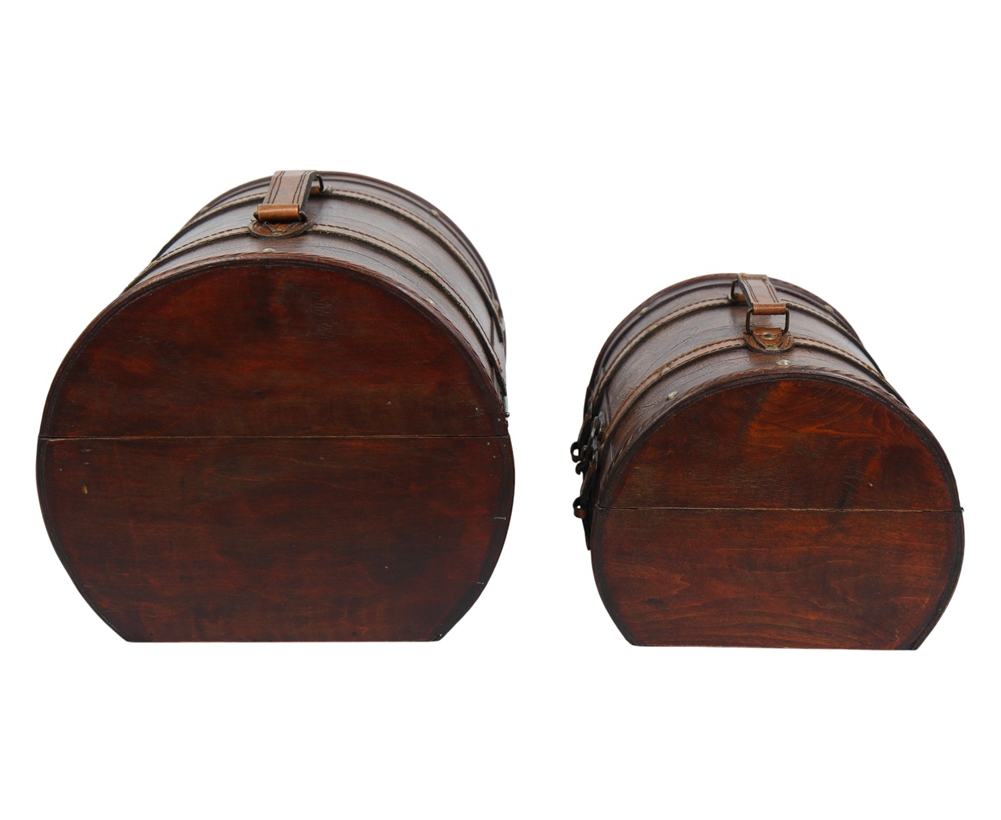 Deko Vintage Koffer 2-er Satz hochwertige dekorative Holztruhen halbrund Schatzkisten L 36/30 cm