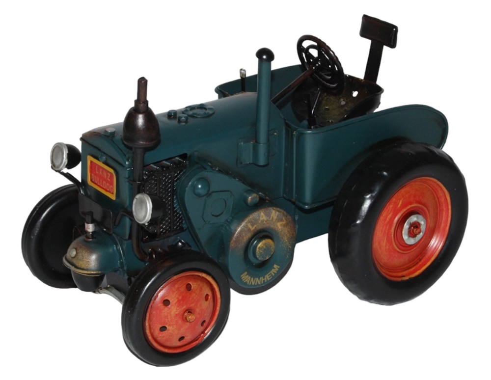 Blechtraktor Nostalgie Modellauto Oldtimer Marke Lanz Bulldog Traktor D95/D1506 aus Blech L 27 cm