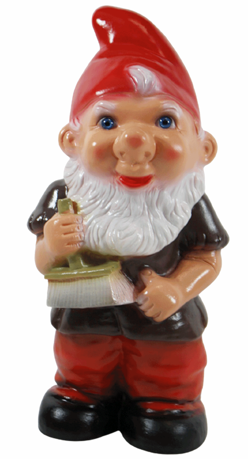 Gartenzwerg Deko Garten Figur Zwerg Maler stehend mit Pinsel in der Hand aus Kunststoff H 29 cm