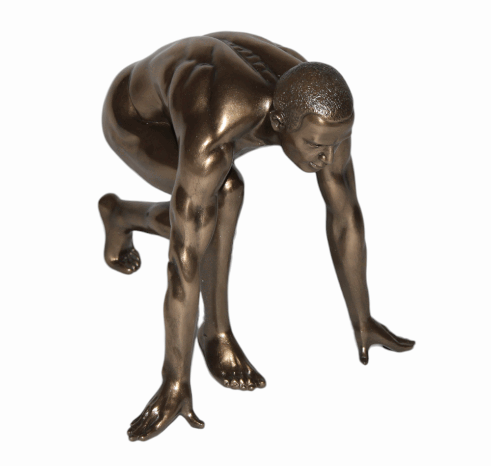 Deko Figur Body Talk Kollektion Nackter Mann kniend H 13 cm Athlet Läufer Startposition Skulptur