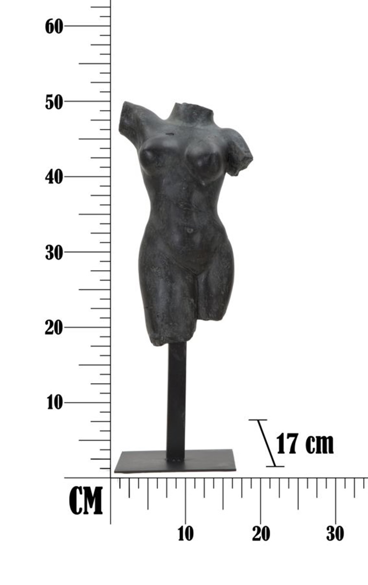 Dekofigur klassische Frauenbüste Skulptur Torso ohne Arme Beine und Kopf schwarz H 50 cm