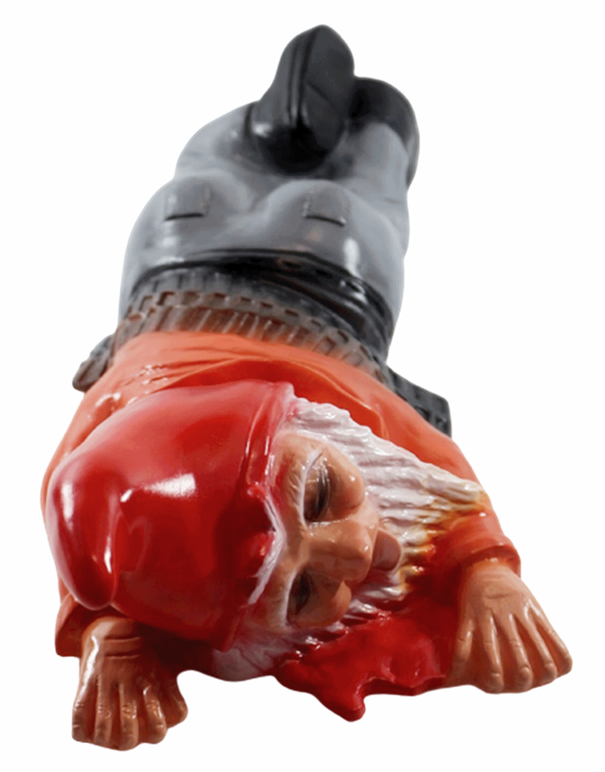 Gartenzwerg Deko Garten Figur Zwerg überfahren in Blutlache liegend aus Kunststoff Länge 39 cm