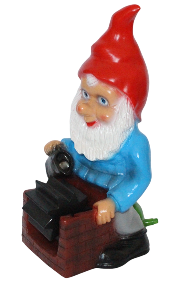 Gartenzwerg am Wasserrad mit Wasserspiel Höhe 41 cm Zwerg Wasserspeier ohne Pumpe