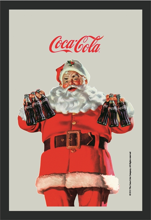 Set: 2 Spiegelbilder Coca-Cola Retro Vintage Weihnachtsmann Cola Flasche 30x20 cm Wandbilder