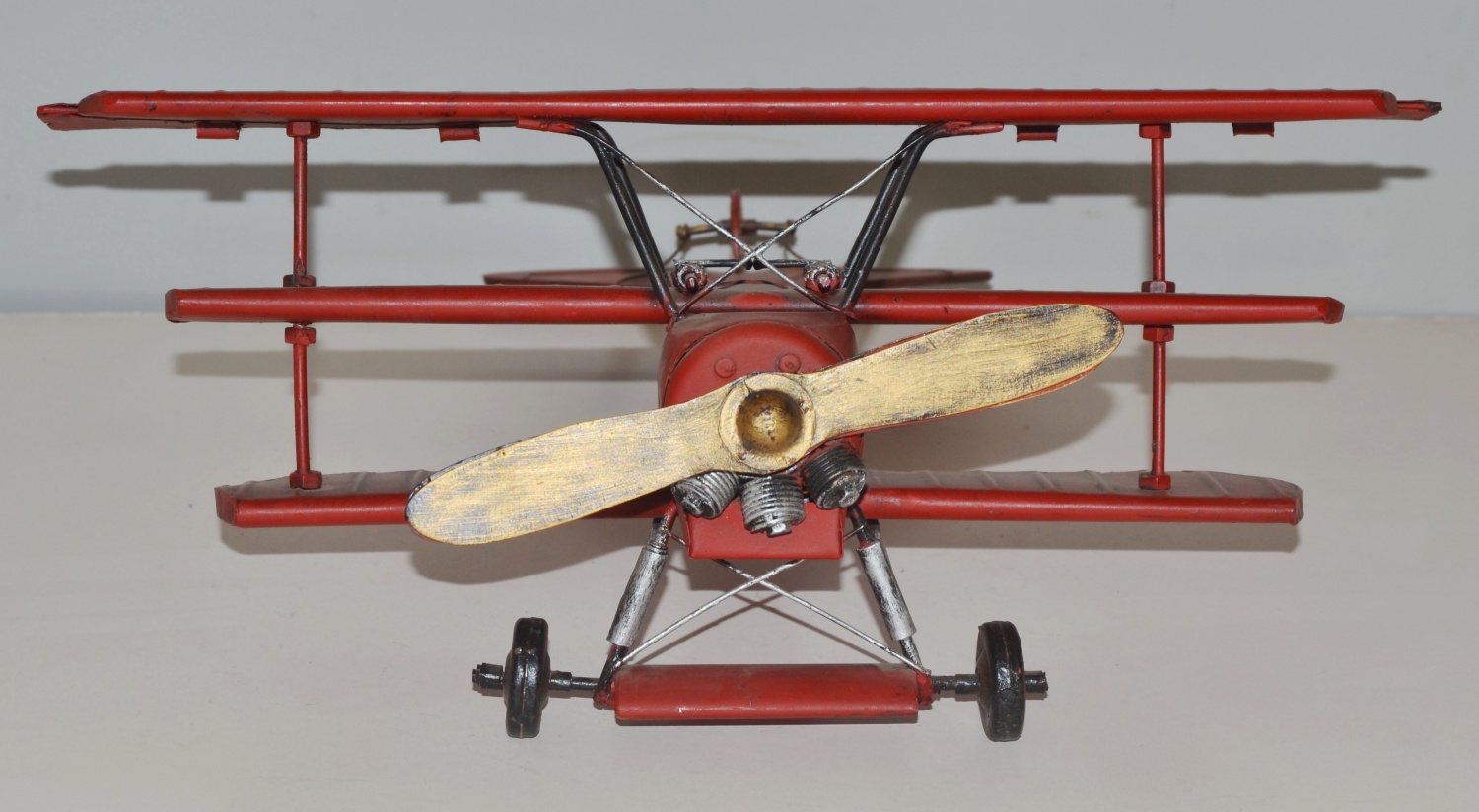 Blechflugzeug Nostalgie Modellflugzeug Oldtimer Marke Fokker Roter Baron Modell aus Blech L 38 cm