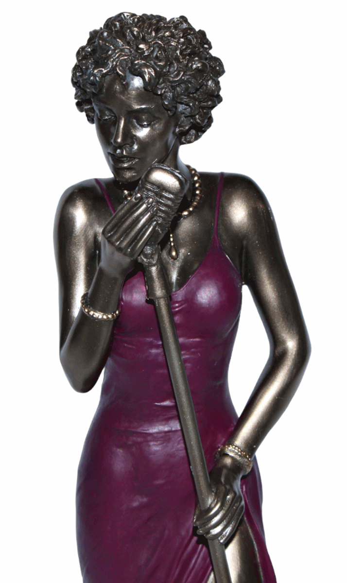 Deko Figur Jazz Musikerin Sängerin H 30 cm Jazz Band Dekofigur mit Mikrophon