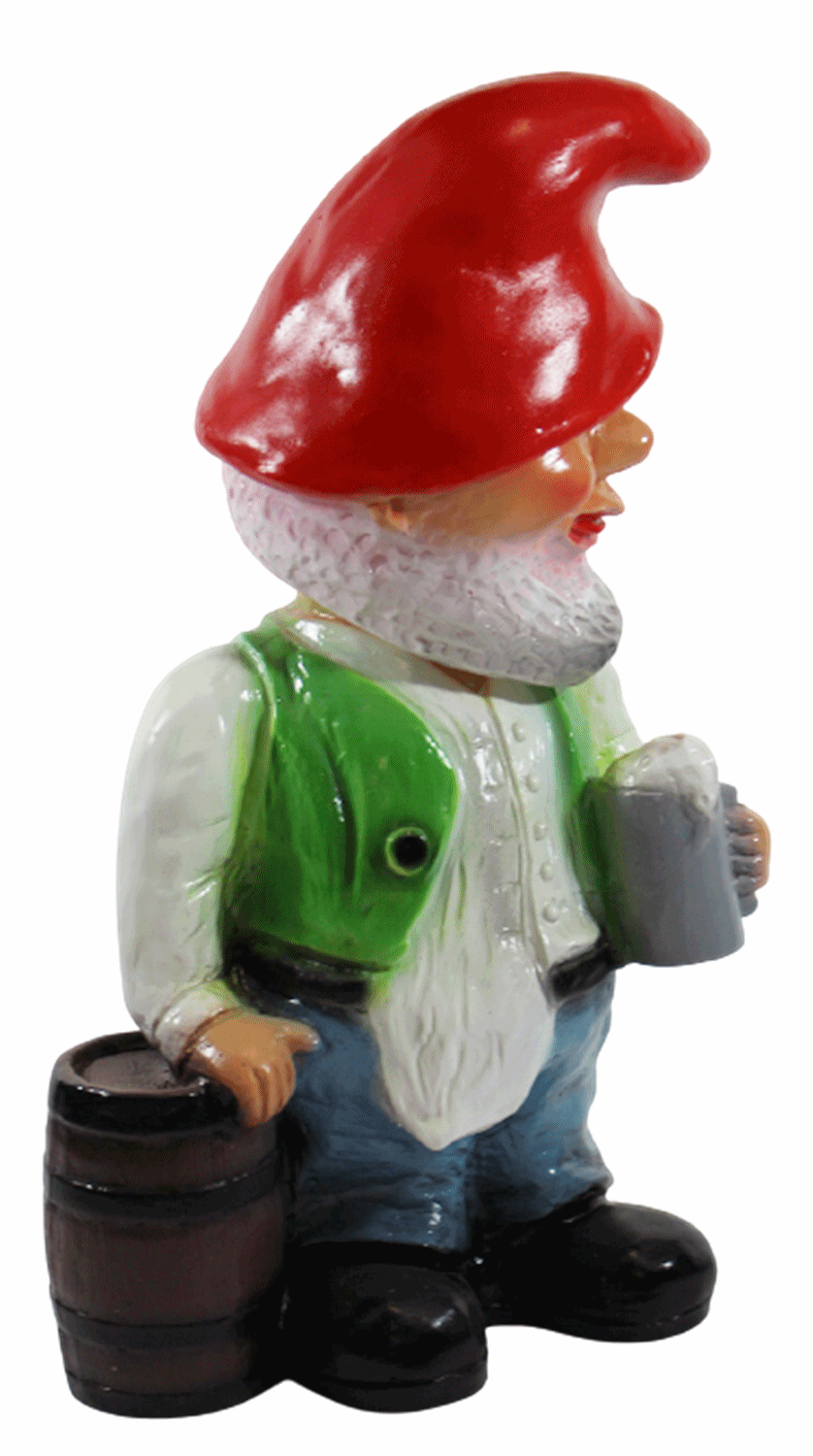 Gartenzwerg Deko Garten Figur Zwerg Säufer stehend betrunken Wackelkopf aus Kunststoff H 32 cm