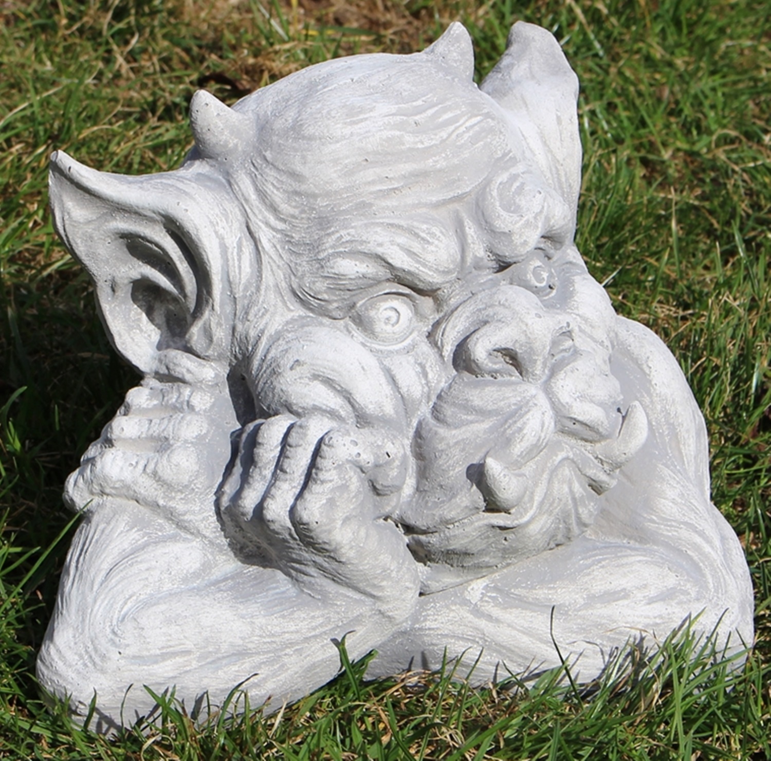 Beton Figur Büste Drache Gargoyle Torwächter H 18 cm Dekofigur und Gartenskulptur