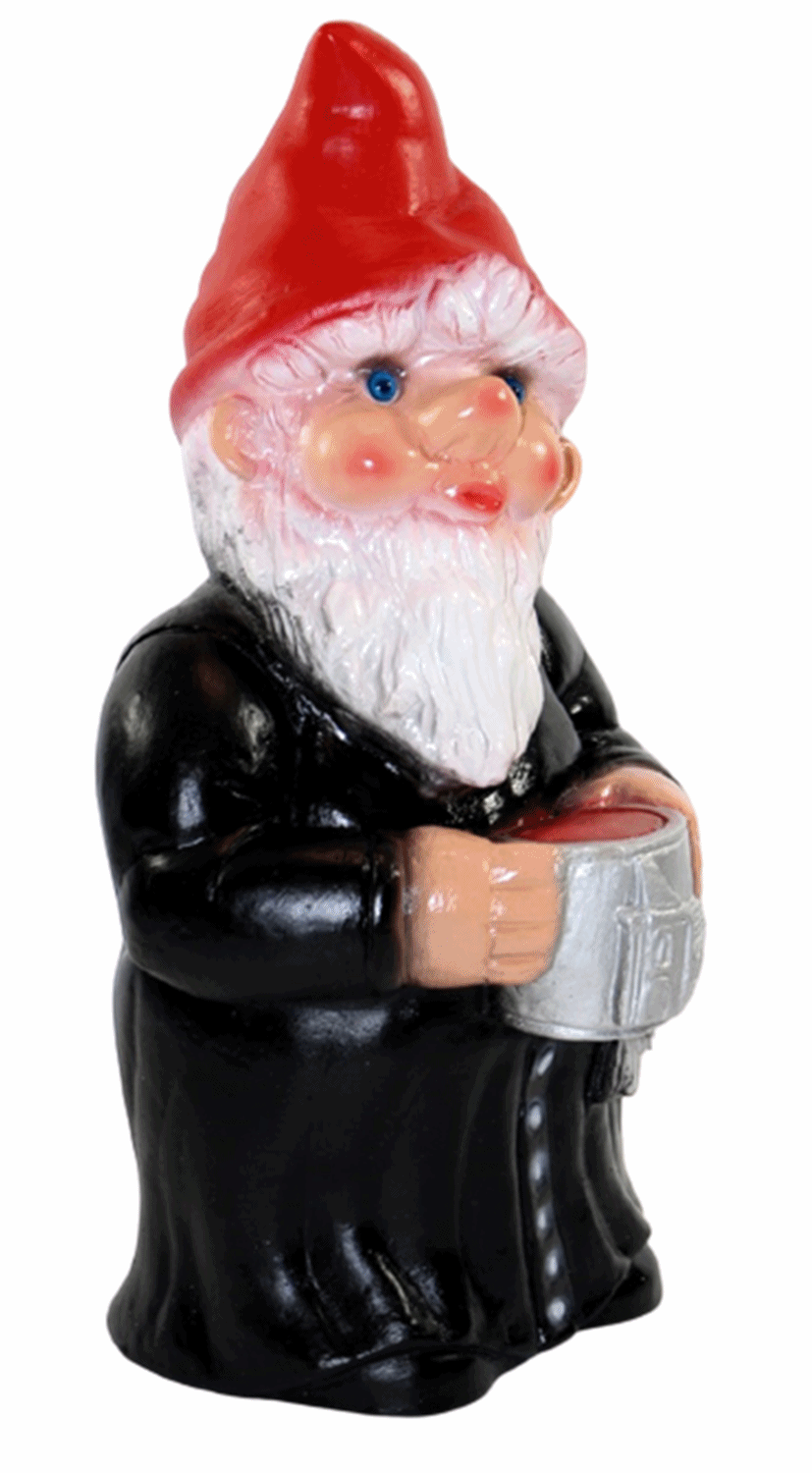 Deko Figur Zwerg Mönch H 29 cm Gartenzwerg Pfarrer Gartenfigur stehend aus Kunststoff