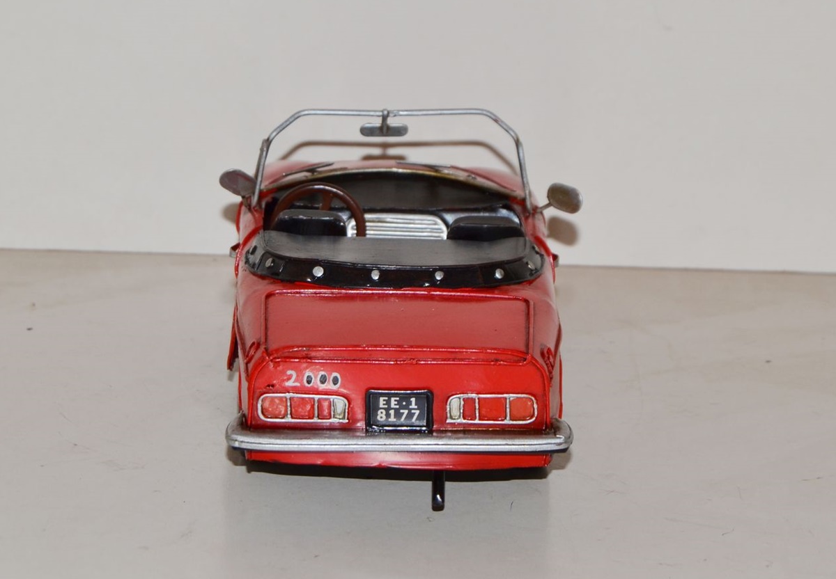 Blechauto Nostalgie Modellauto Oldtimer Alfa Romeo Spider Cabrio Sportwagen Rot L 31 cm