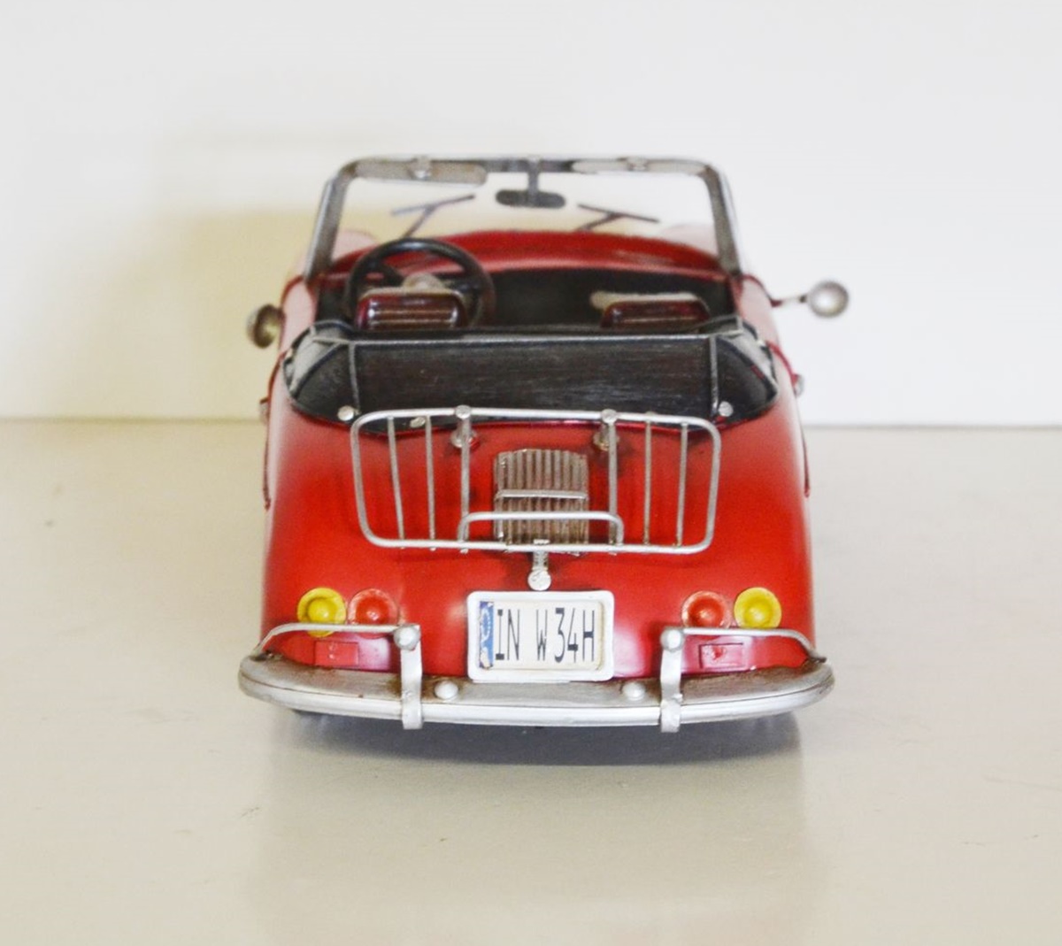 Blechauto Nostalgie Modellauto Oldtimer Porsche 356 Speedster Cabrio Sportwagen Rot L 31 cm