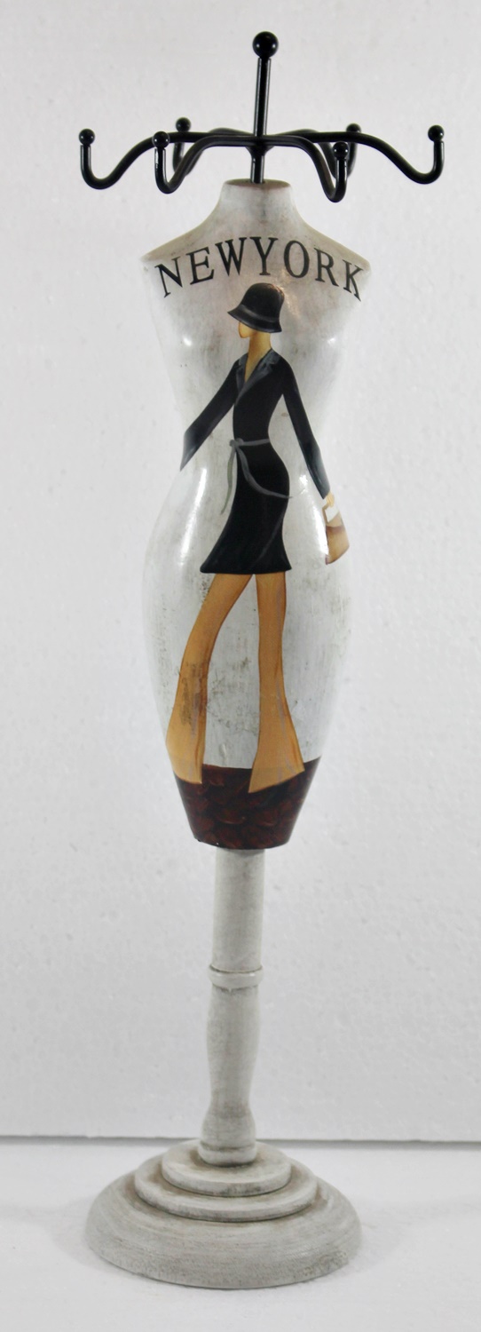 Schmuckbüste Beauty Figur Deko Modefigur Nostalgiefigur Weißes Torso mit New York Schriftdruck