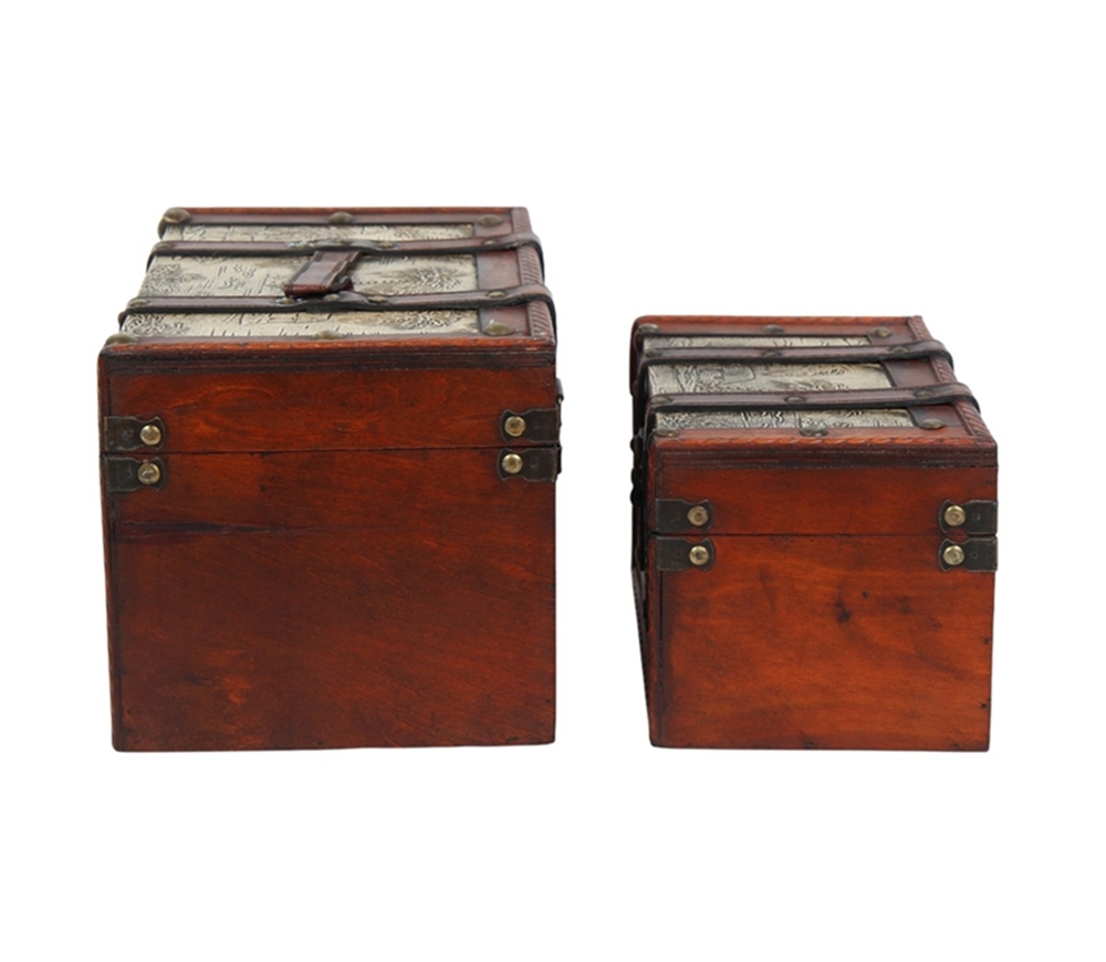 Deko Vintage Koffer 2-er Satz hochwertige dekorative Holztruhen Schatzkisten Retro-Stil L 29/22 cm