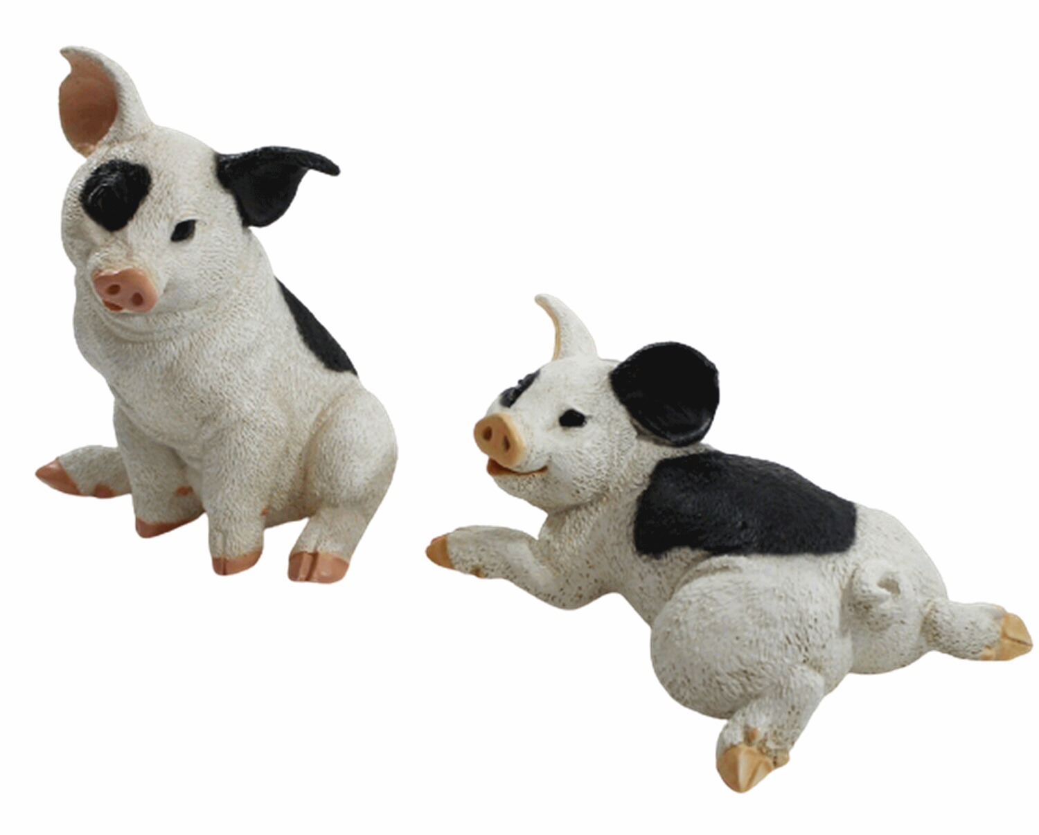Dekofigur Tierfigur Ferkel Schweinchen 2-er Satz gefleckt Kollektion Castagna aus Resin H 10-22 cm