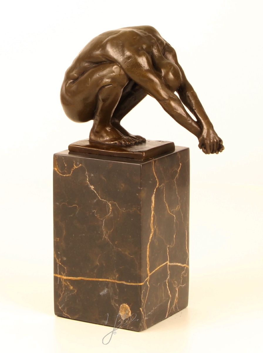 Bronzefigur Bronzeskulptur "The Dive" Taucher auf Marmorsockel H 23 cm Schwimmer Bronze Figur