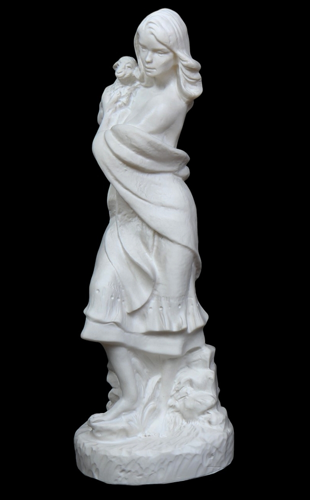 Deko Figur Statue junge Frau Pastora stehend H 40 cm klasische Skulptur Gartenfigur aus Kunststoff