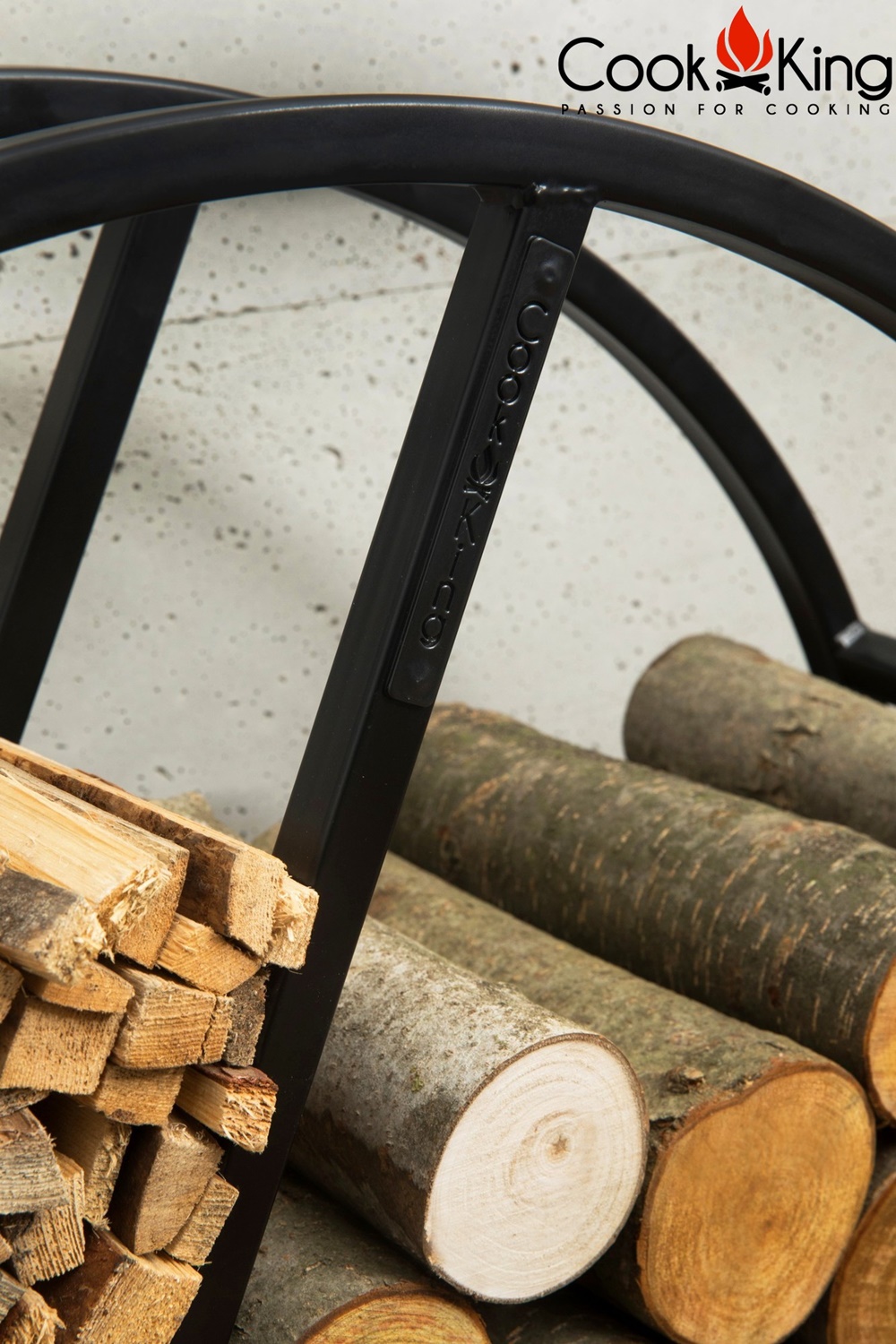 Kaminholzregal "Diego" H 82 cm Holzregal für Kaminholz Kaminholzablage aus Stahl Kaminholzständer