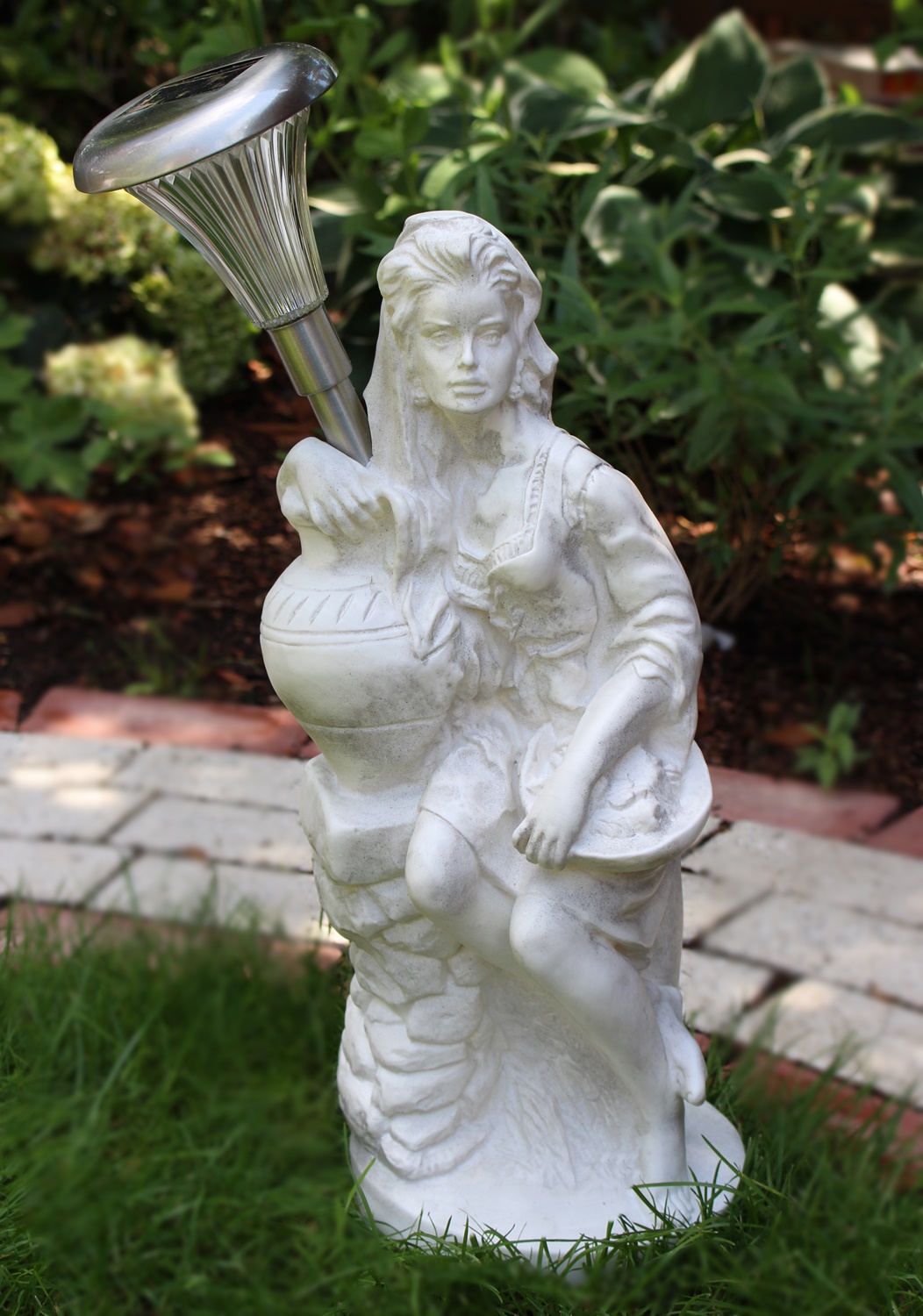 Deko Figur Statue Frau Fruttina H 50 cm LED Solar Leuchte klassische Skulptur Deko aus Kunststoff