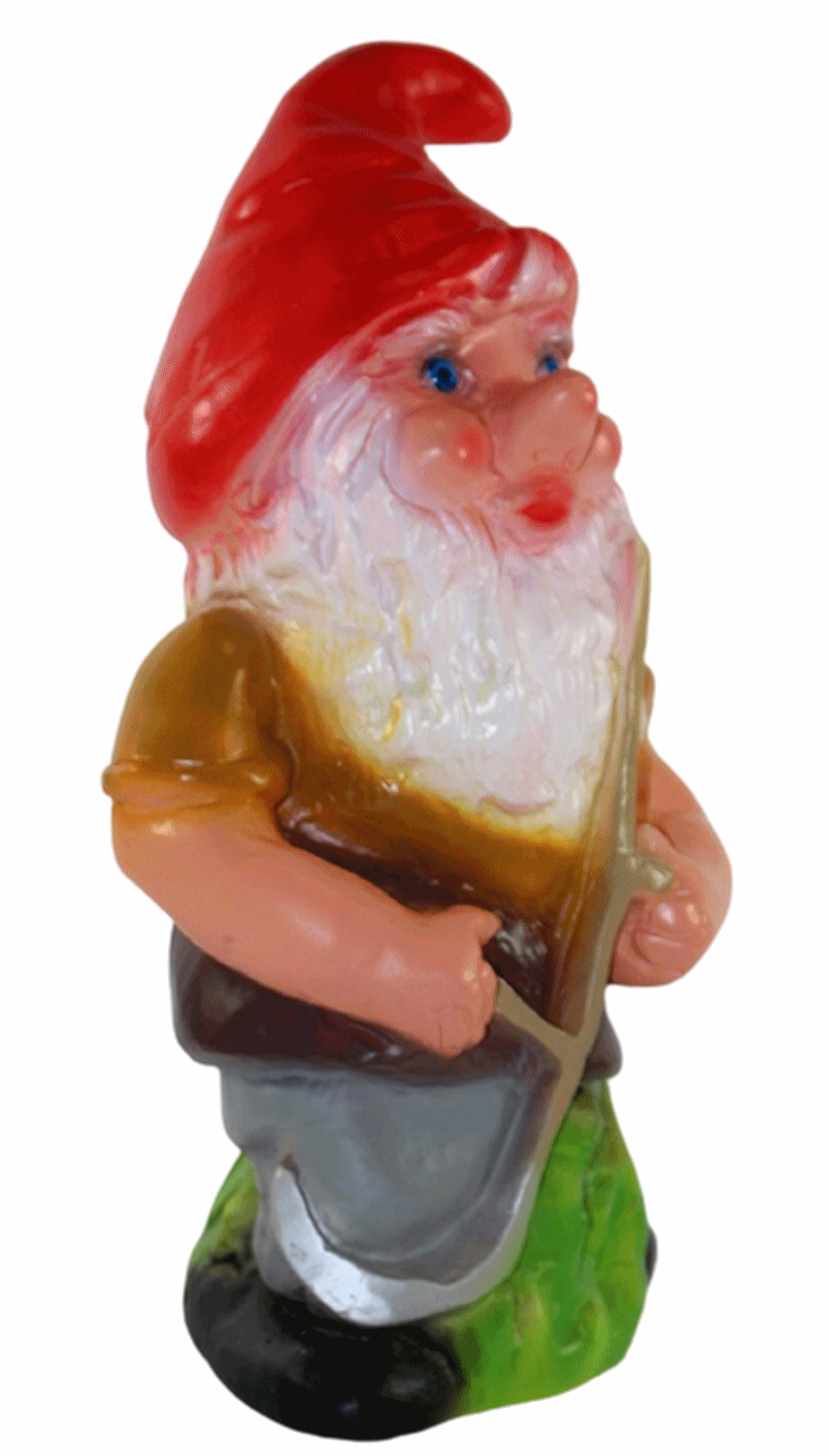 Deko Figur Zwerg H 30 cm Gartenzwerg mit Sense stehend Gartenfigur aus Kunststoff