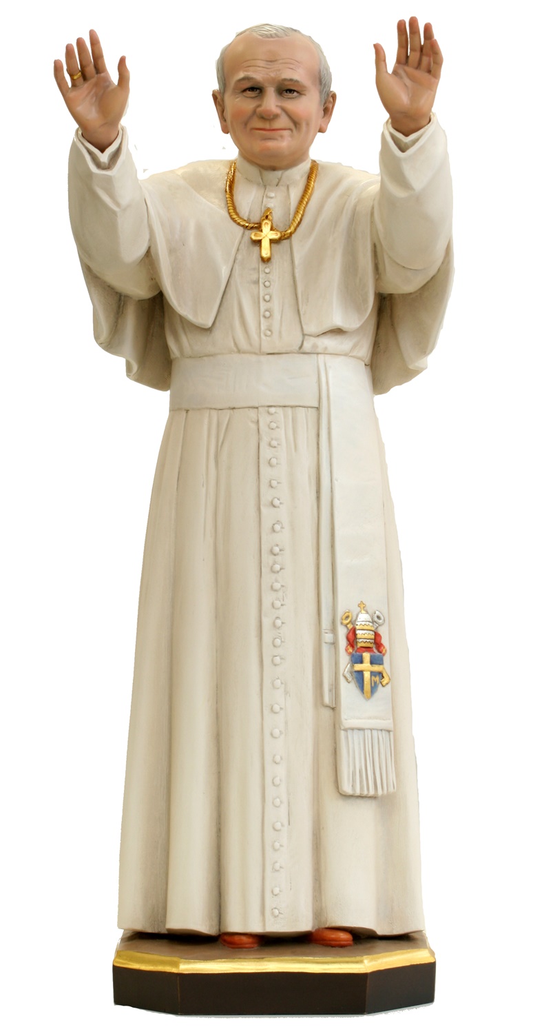 Statue Papst Johannes Paul der II H 12 cm Heiligenfigur Holz geschnitzt Holzfigur aus Ahornholz