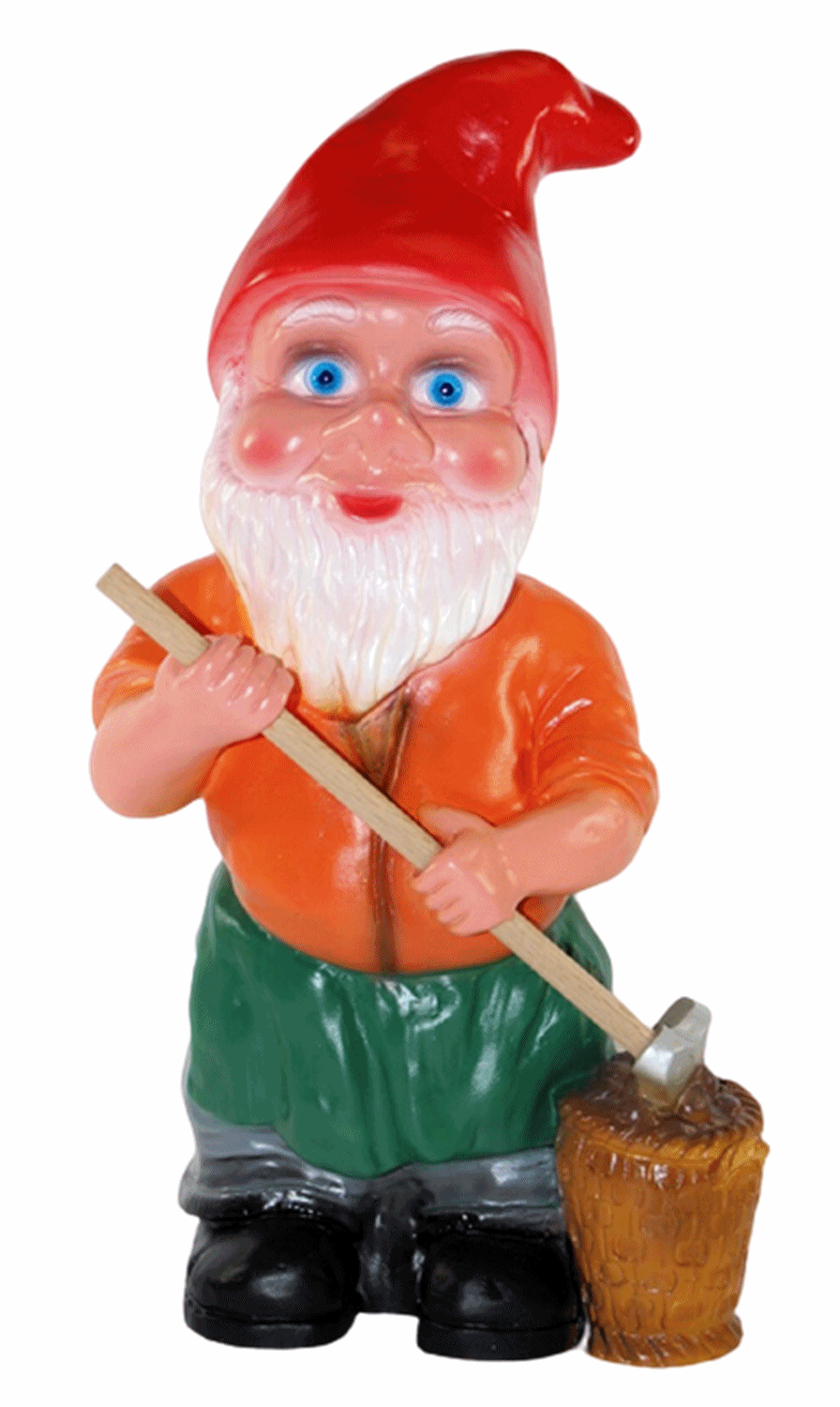 Deko Figur Zwerg H 33cm Gartenzwerg mit Schaufel u. Kartoffelkorb stehend Gartenfigur aus Kunststoff