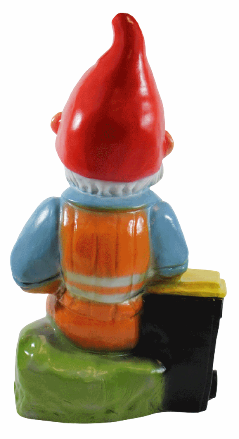 Gartenzwerg Deko Garten Figur Zwerg Straßenkehrer sitzend mit Besen aus Kunststoff H 46 cm