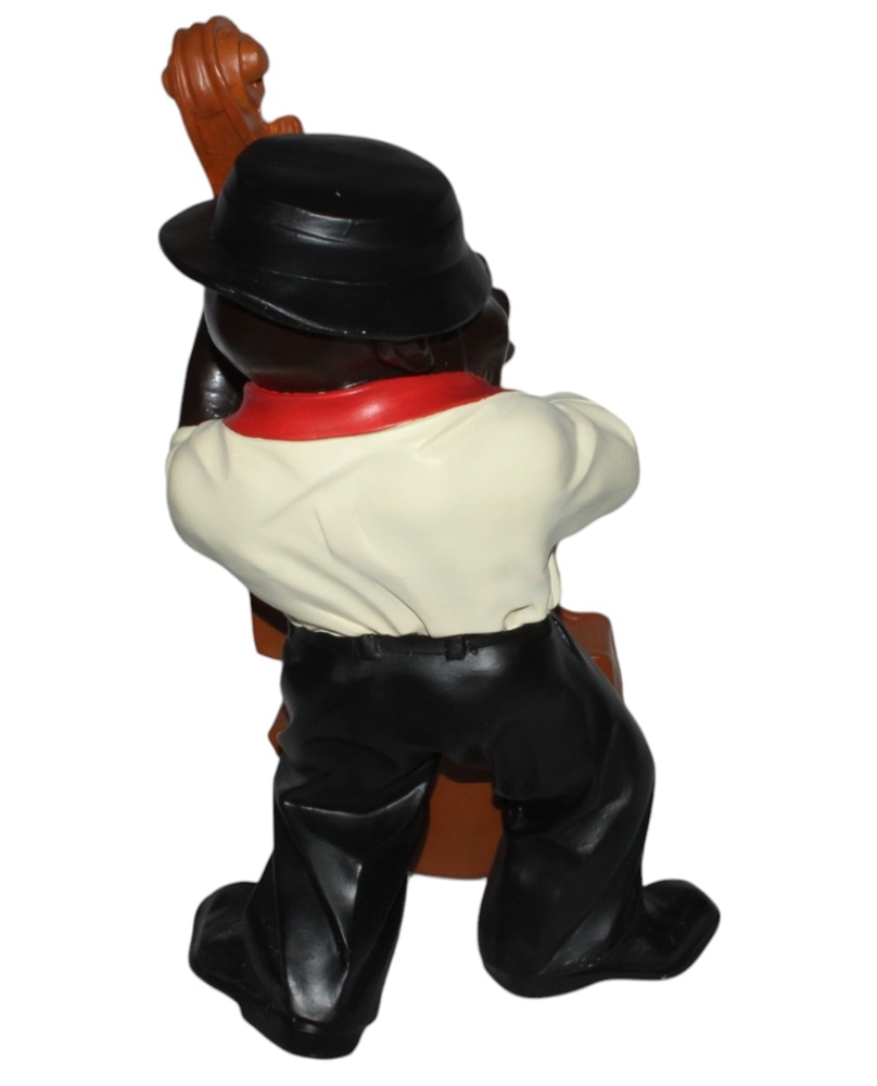 Deko Figur Musiker Figur Kontrabassist H 45 cm Dekofigur Jazz Band Musiker mit Kontrabass Kunstharz
