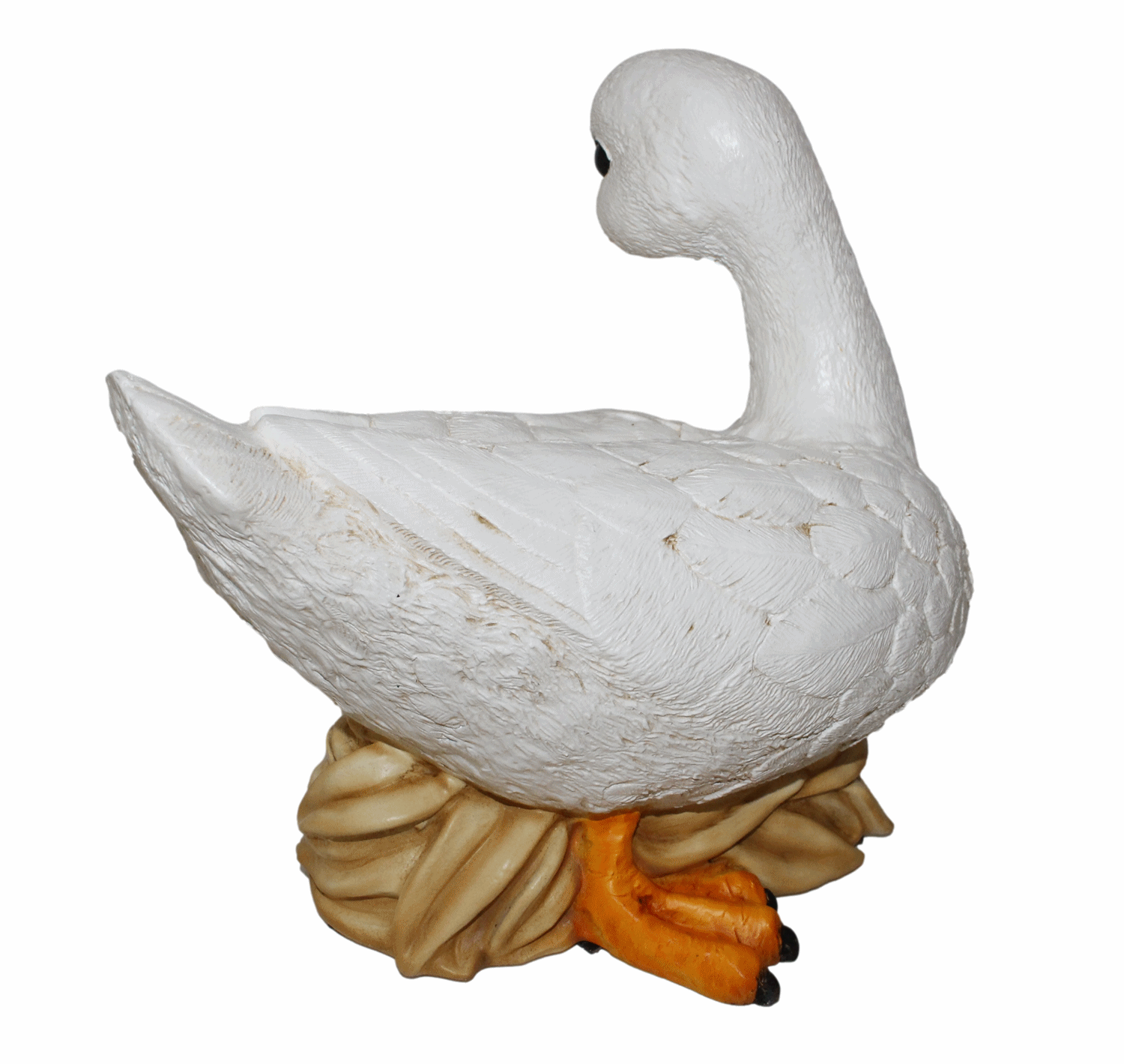Deko Figur Gans Tierfigur weiße Gänsefigur Vogel sitzend Kollektion Castagna aus Resin H 23 cm