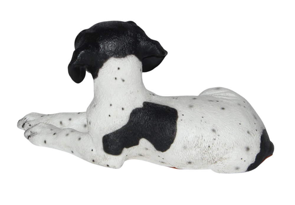 Figur Englischer Pointer Welpe Hundefigur liegend schwarz gefleckt Kollektion Castagna Resin H 18 cm
