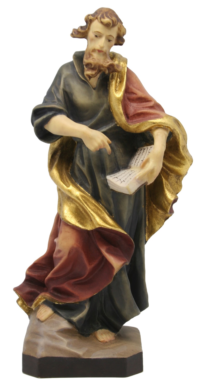 Heiligenfigur Heiliger Matthäus H 15 cm Apostel Krippenfigur Holzfigur Schutzpatron aus Ahornholz