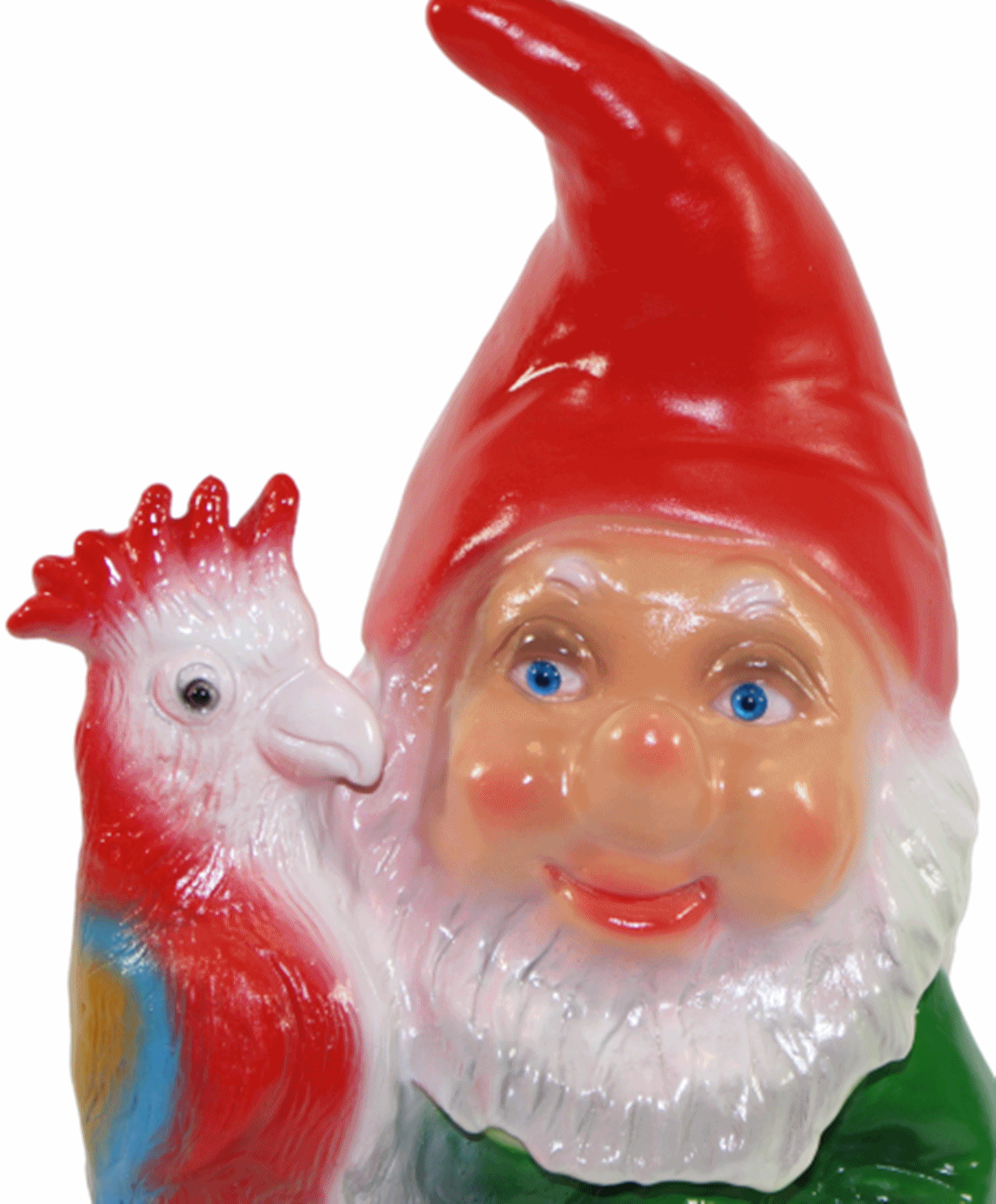 Gartenzwerg Deko Garten Figur Zwerg sitzend mit Papagei auf der Hand aus Kunststoff H 37 cm