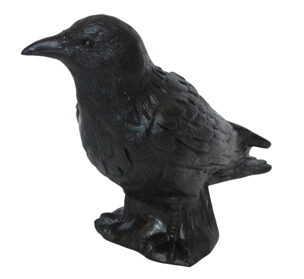 Gartenfigur Krähe Vogelschreck Tierfigur aus Kunststoff Dekofigur Rabenvogel Höhe 26 cm