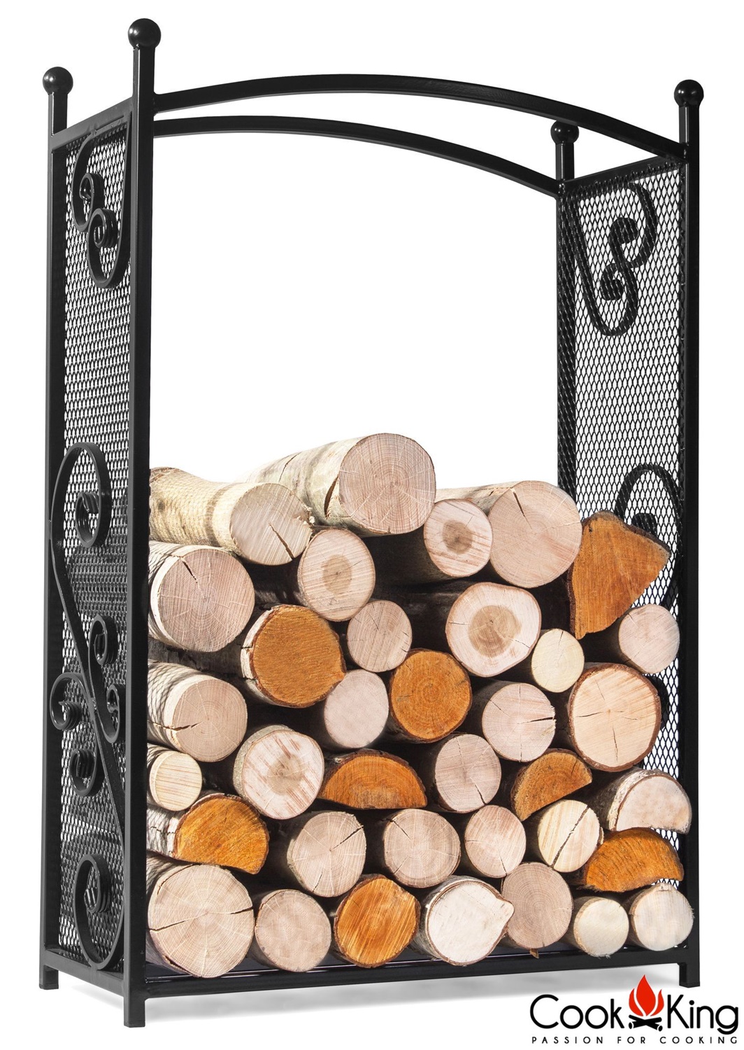 Kaminholzregal "Cherry" H 90 cm Holzregal für Kaminholz Kaminholzablage aus Stahl Kaminholzständer